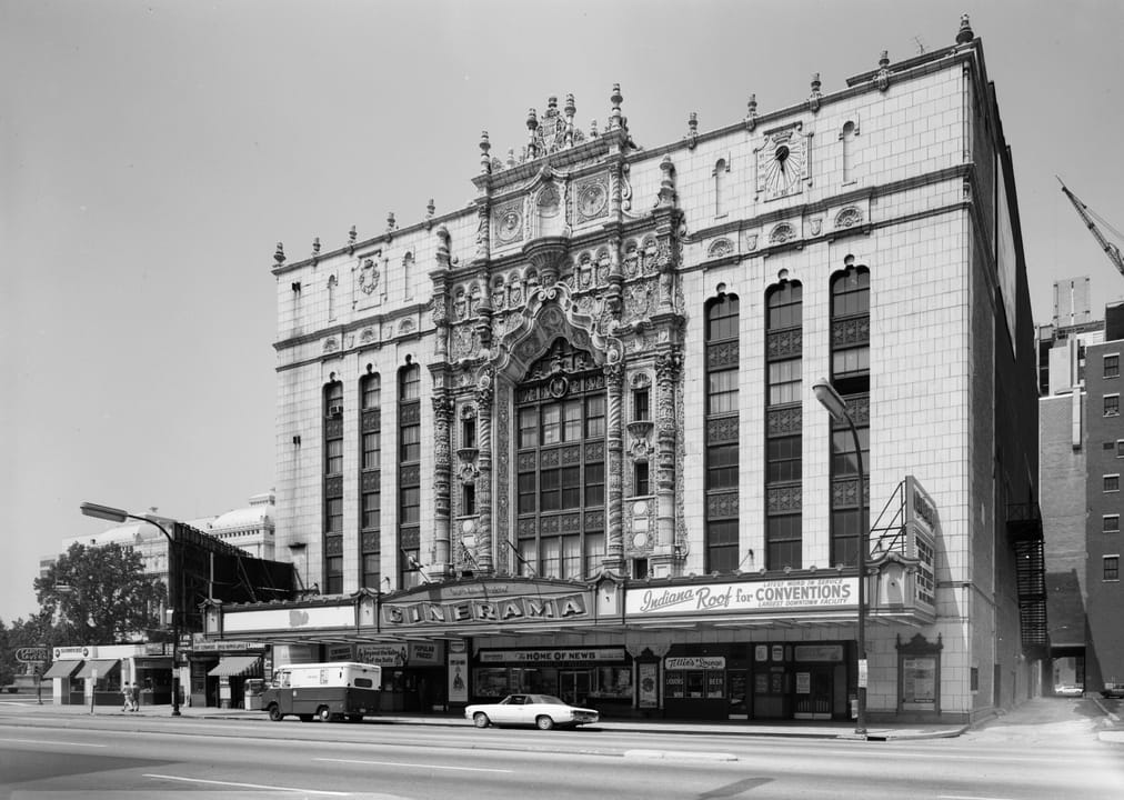 Indiana Theatre 1927 historic facade in downtown Indianapolis home of Indiana Repertory Theatre