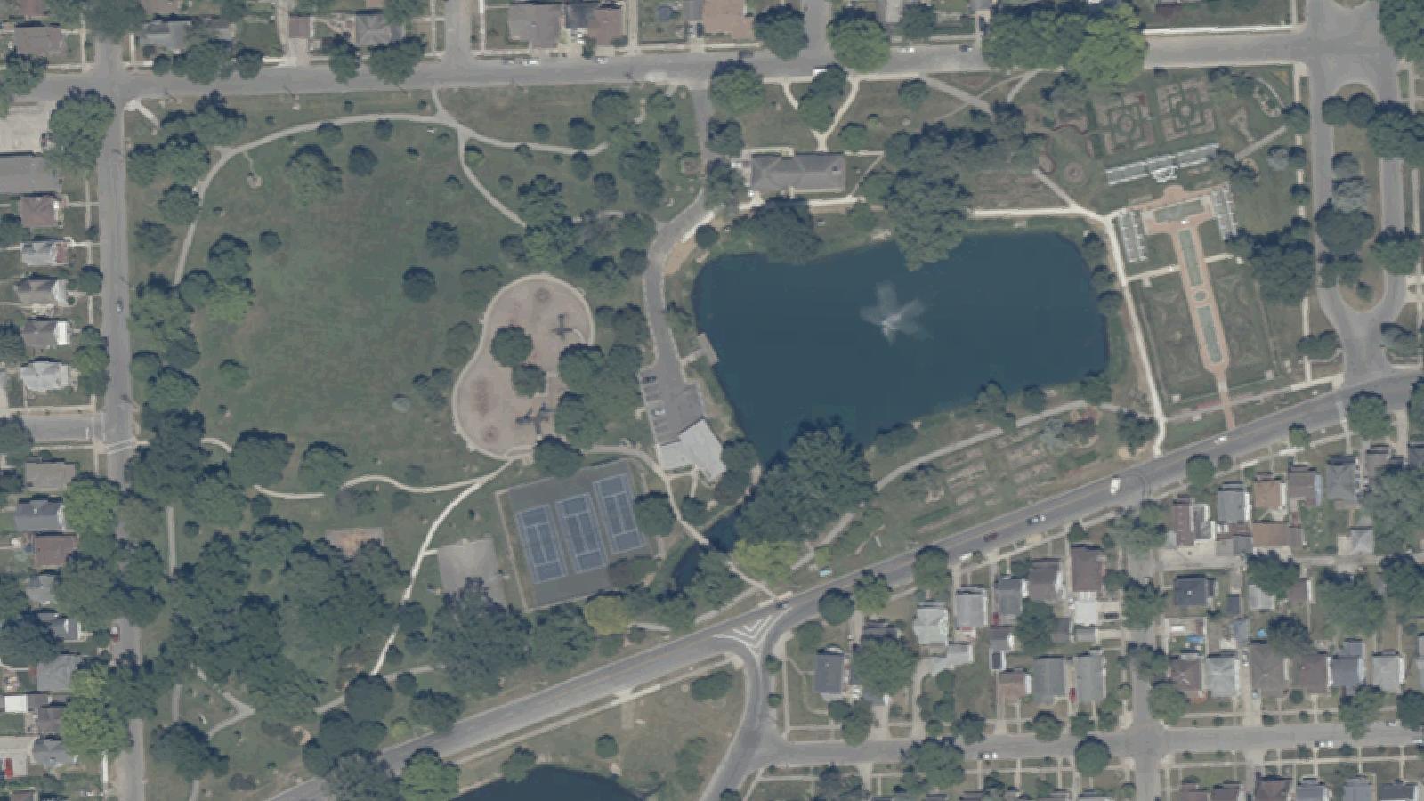 Aerial survey view of Lakeside Park Neighborhood