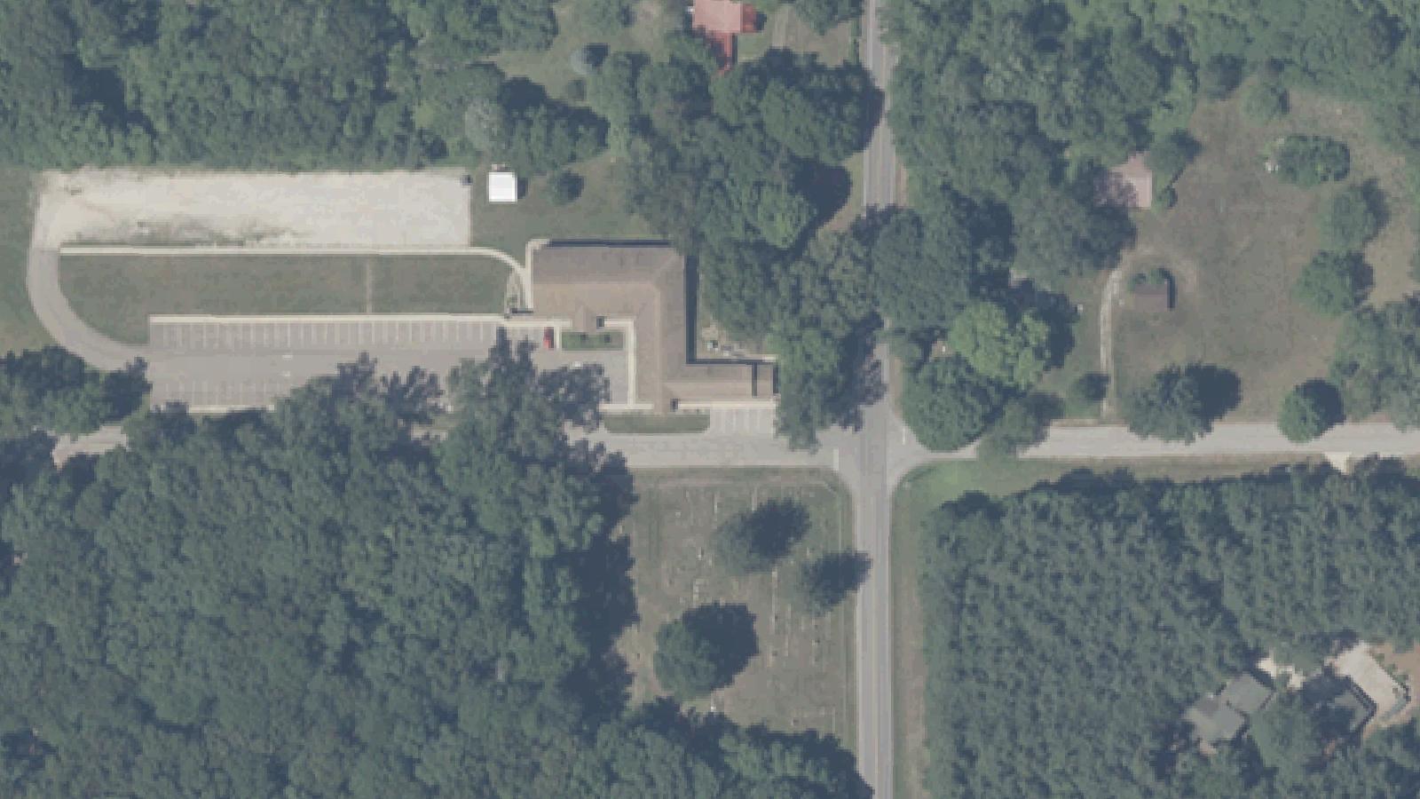 Aerial survey view of Lamb's Chapel Cemetery