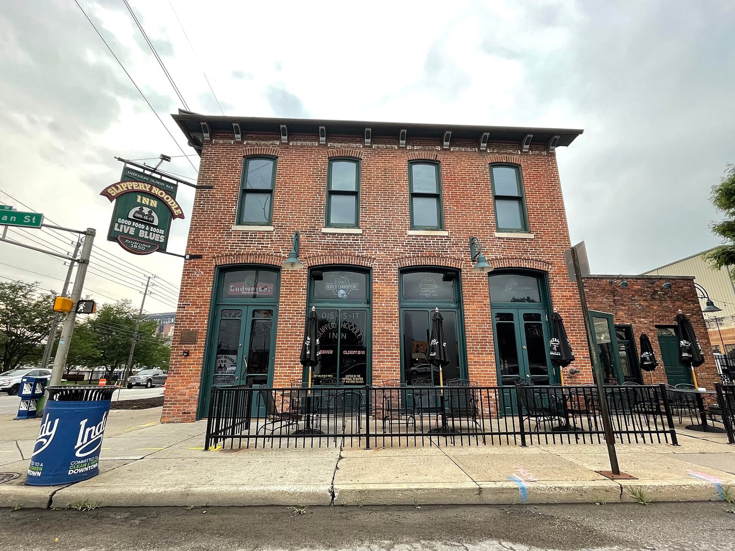 Exterior of the Slippery Noodle Inn, the 1850 Tremont House roadhouse on South Meridian Street in Indianapolis, Indiana