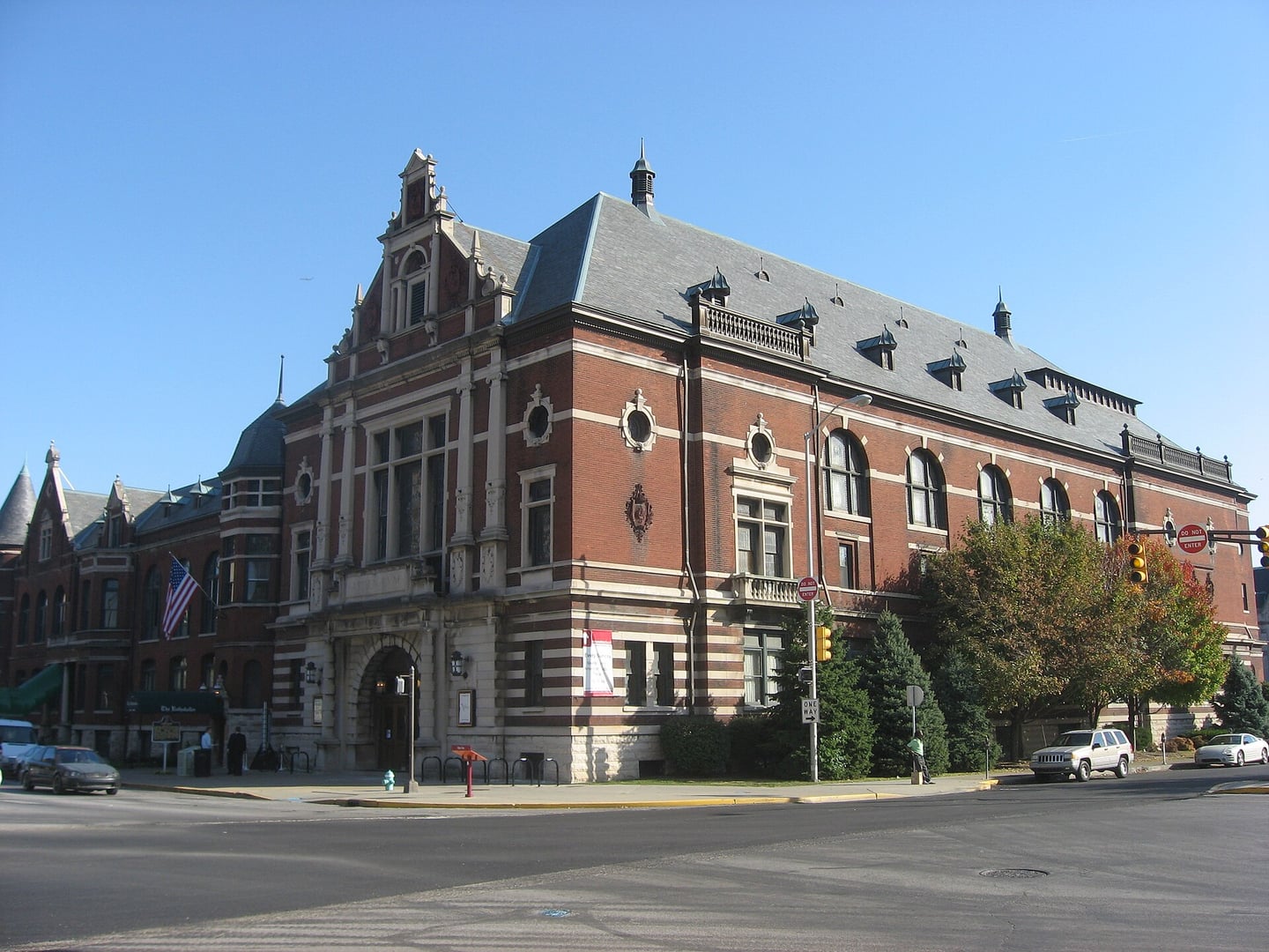 Front and side exterior of the Athenaeum (Das Deutsche Haus) at 401 E Michigan Street in Indianapolis, Indiana — a German Renaissance Revival landmark built 1893–1898, designed by Vonnegut & Bohn