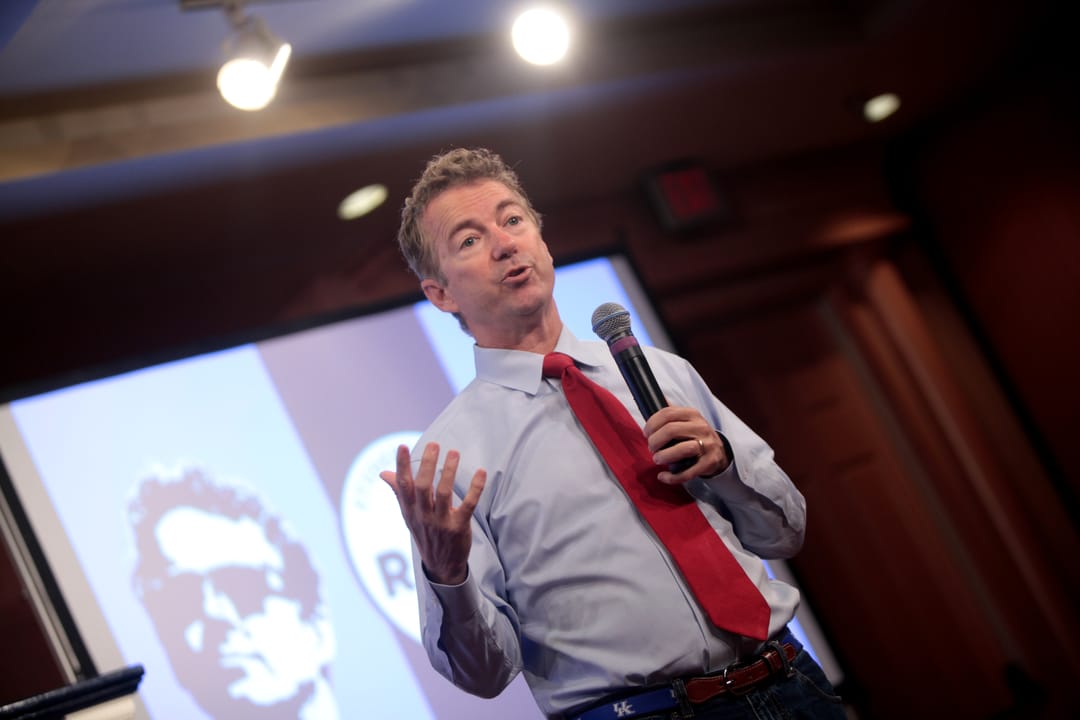 U.S. Senator Rand Paul speaking with supporters on his "The Iowa 10,000 College Tour!" at the Dows Conference Center at Buena Vista University in Storm Lake, Iowa.

Please attribute to Gage Skidmore if used elsewhere.