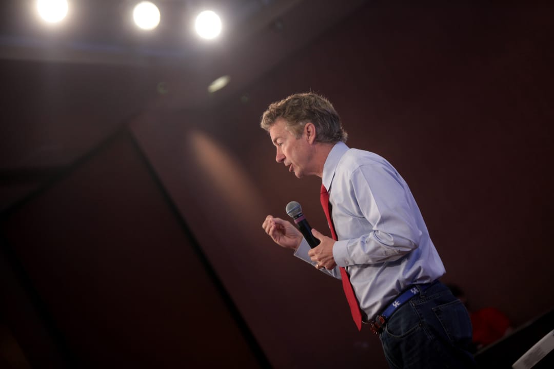U.S. Senator Rand Paul speaking with supporters on his "The Iowa 10,000 College Tour!" at the Dows Conference Center at Buena Vista University in Storm Lake, Iowa.

Please attribute to Gage Skidmore if used elsewhere.