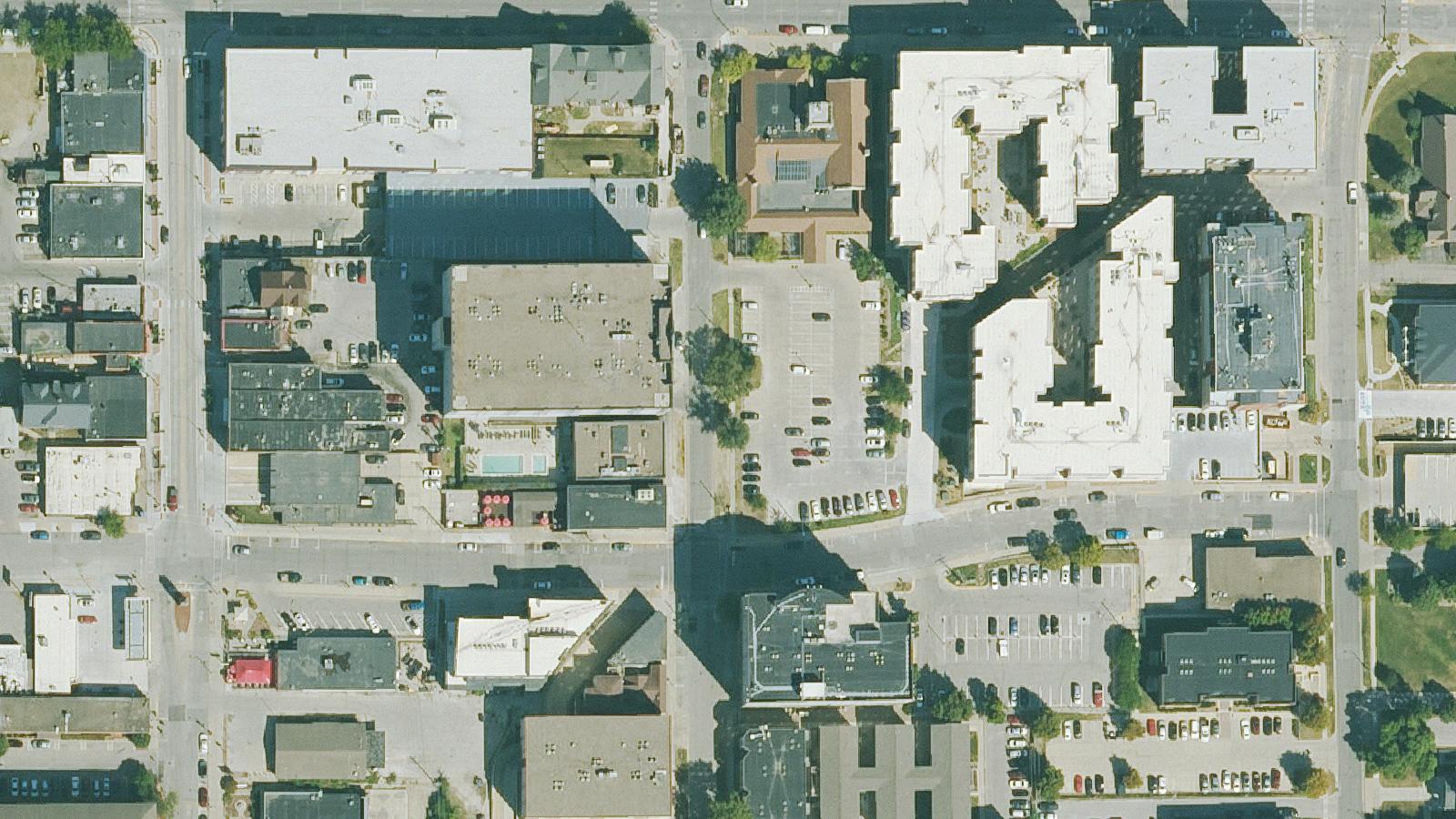 Aerial survey view of Friley Hall