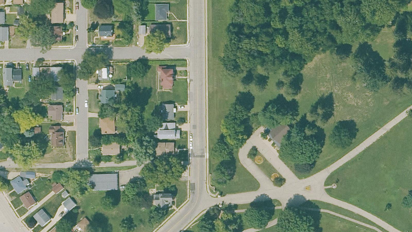 Aerial survey view of Linwood Cemetery