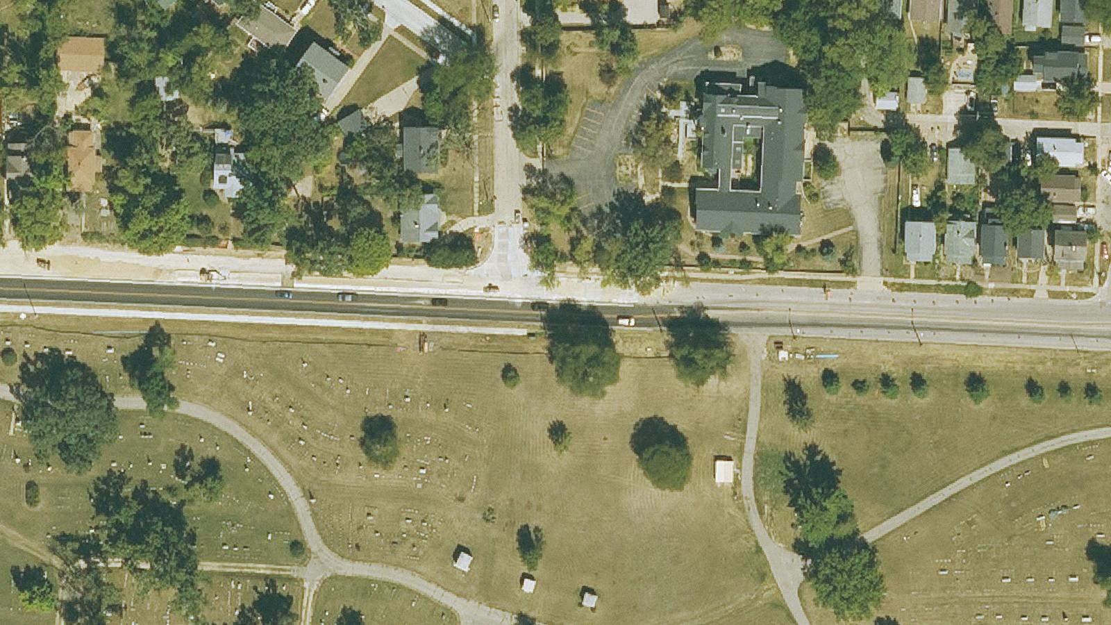 Aerial survey view of Oak Hill Cemetery