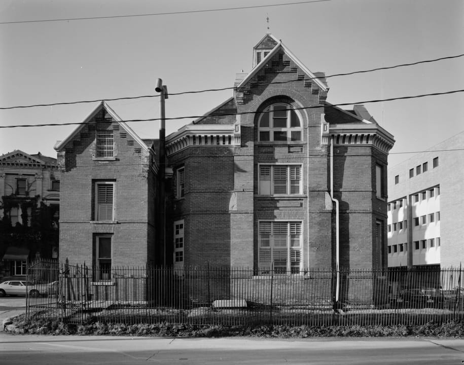 The Old Pottawattamie County Squirrel Cage Jail, an 1885 rotary jail on Pearl Street in Council Bluffs, Iowa