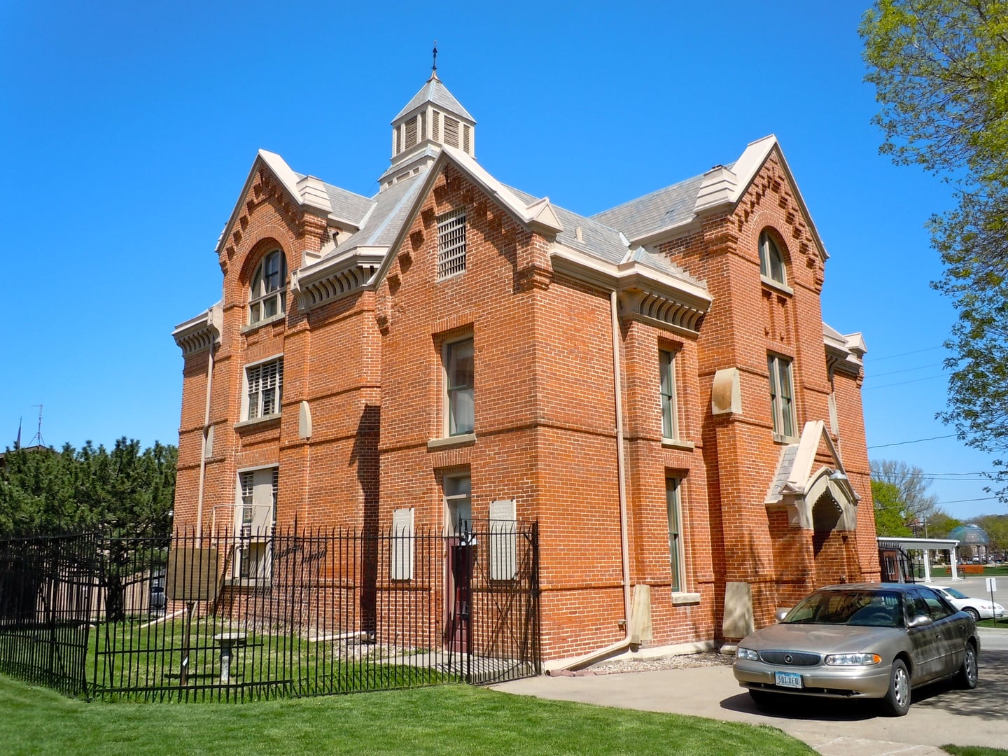 The Old Pottawattamie County Squirrel Cage Jail, an 1885 rotary jail on Pearl Street in Council Bluffs, Iowa