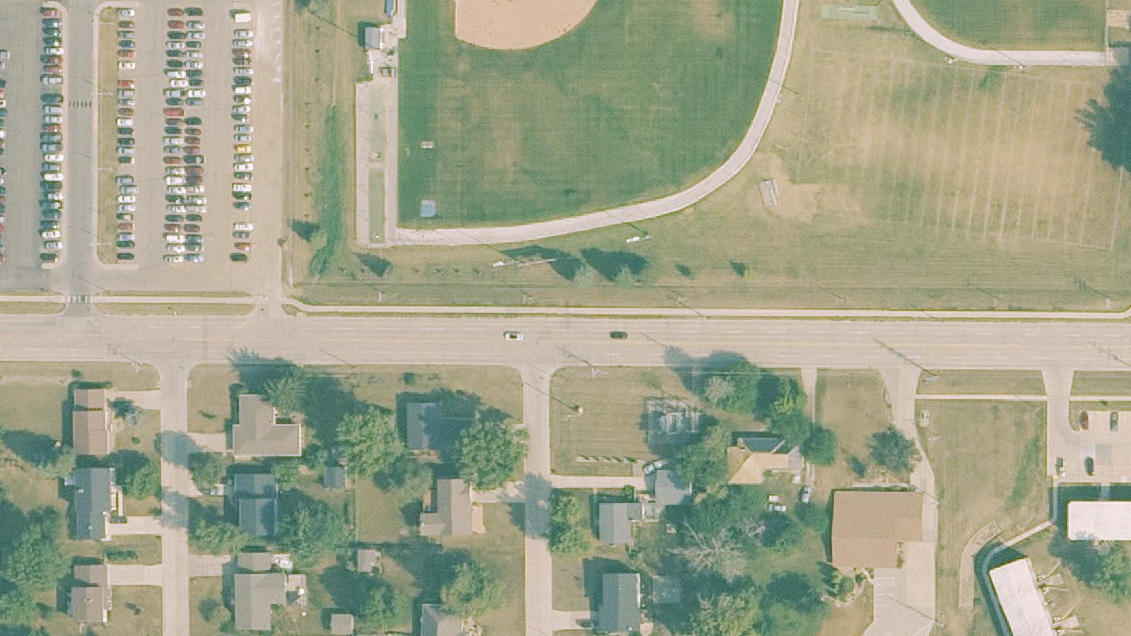Aerial survey view of Riverside Cemetery