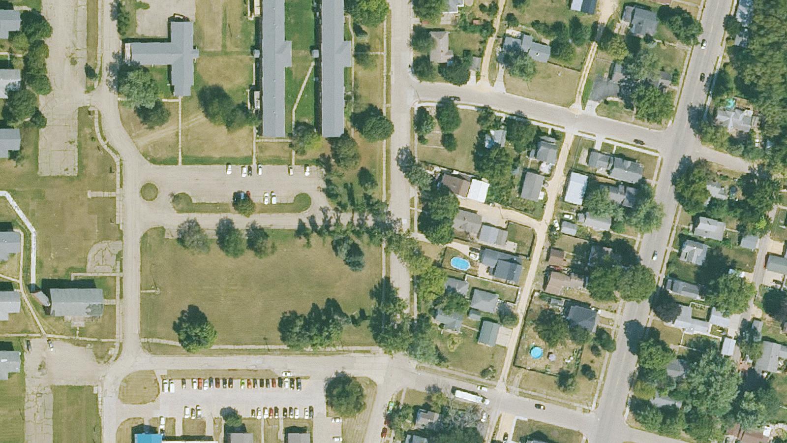 Aerial survey view of Schick General Hospital Site