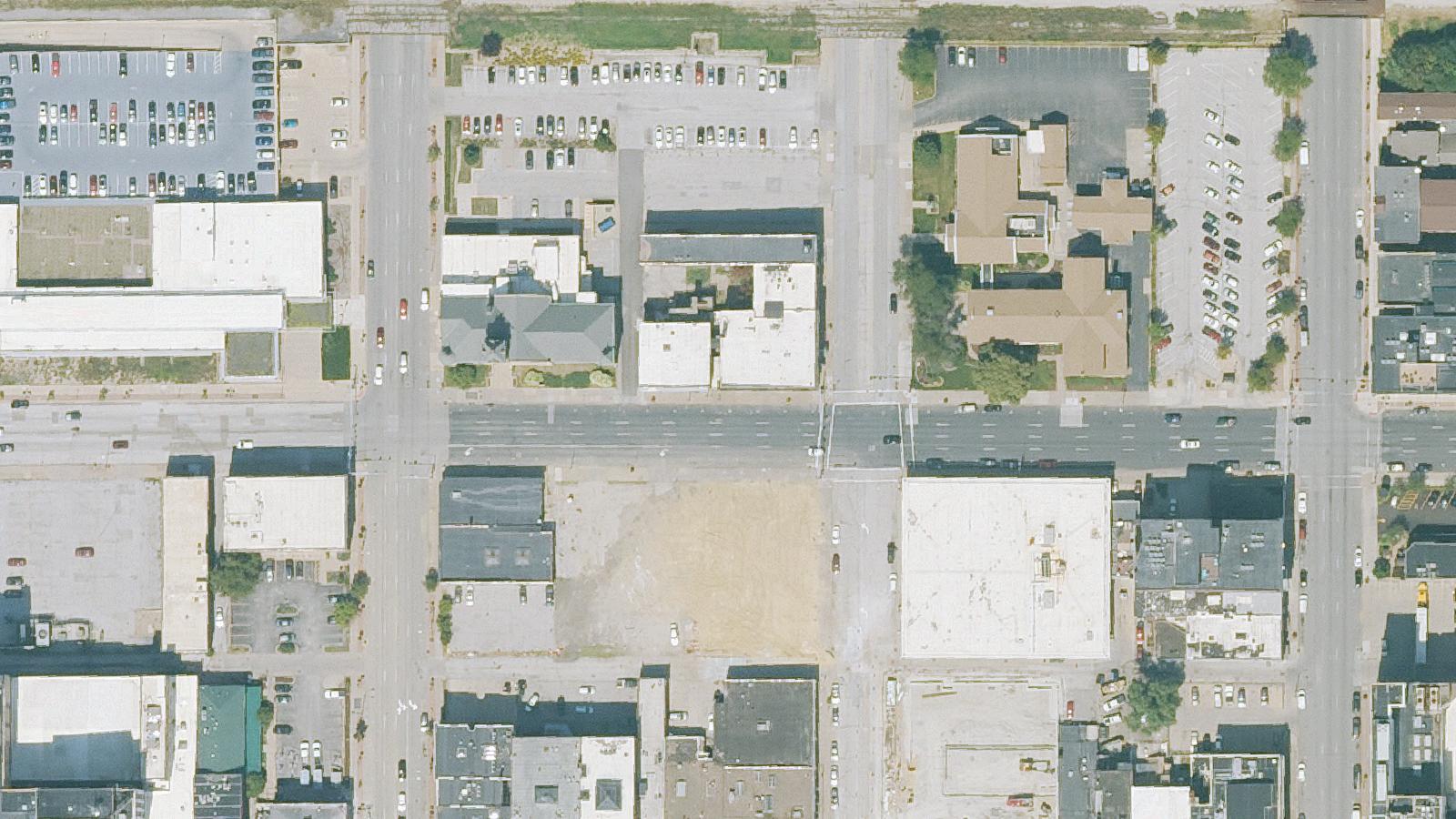 Aerial survey view of Scott County Administration Building (Historic Davenport City Hall)