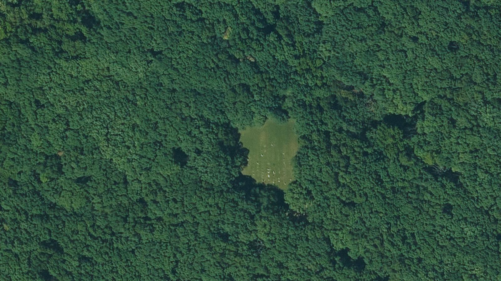 Aerial survey view of Tedrow Cemetery