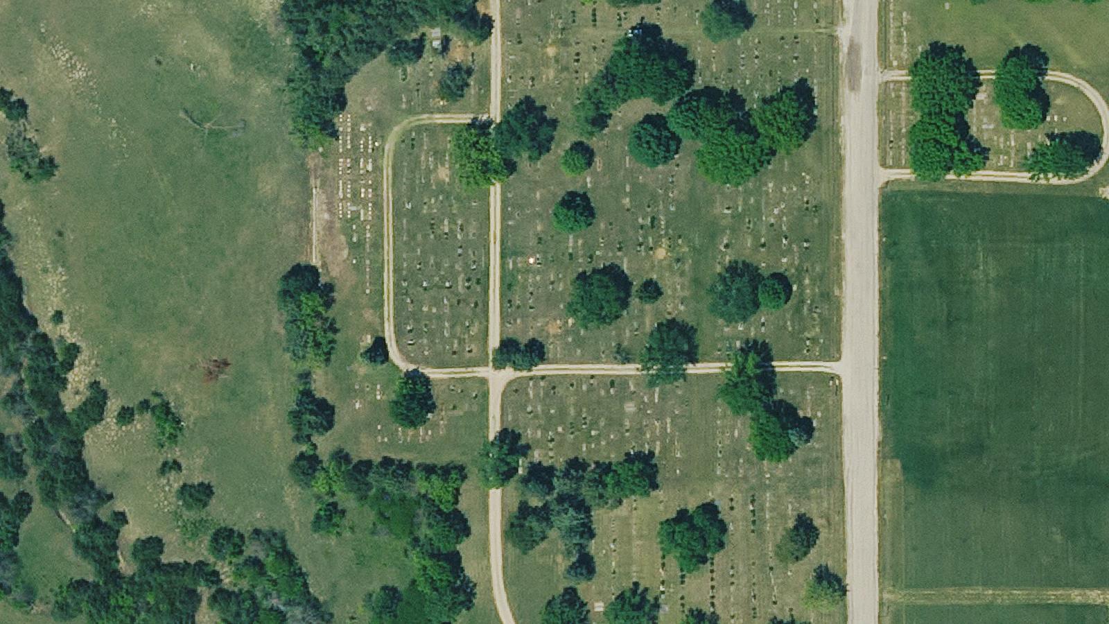 Aerial survey view of Alma Cemetery