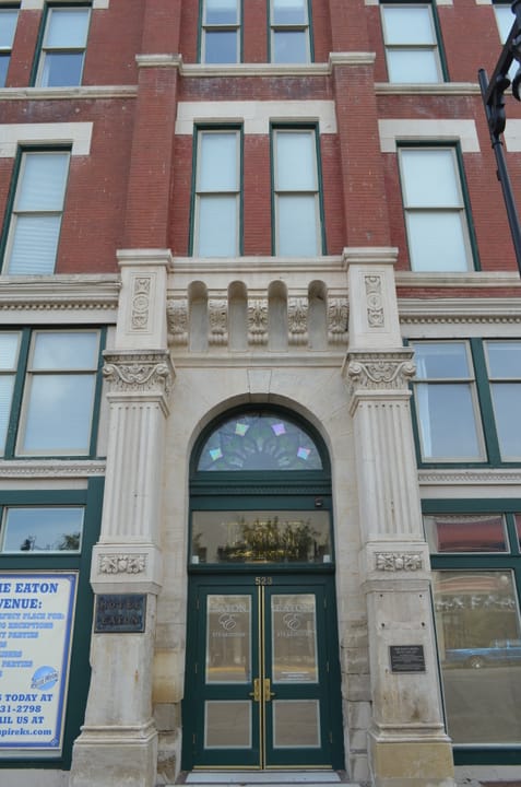 Second Empire brick facade of the historic Eaton Hotel / Carey House in downtown Wichita