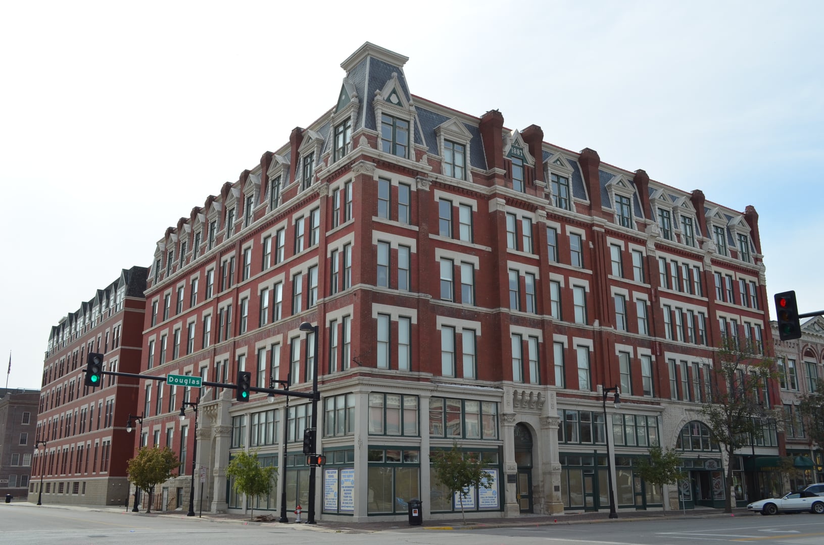 Second Empire brick facade of the historic Eaton Hotel / Carey House in downtown Wichita