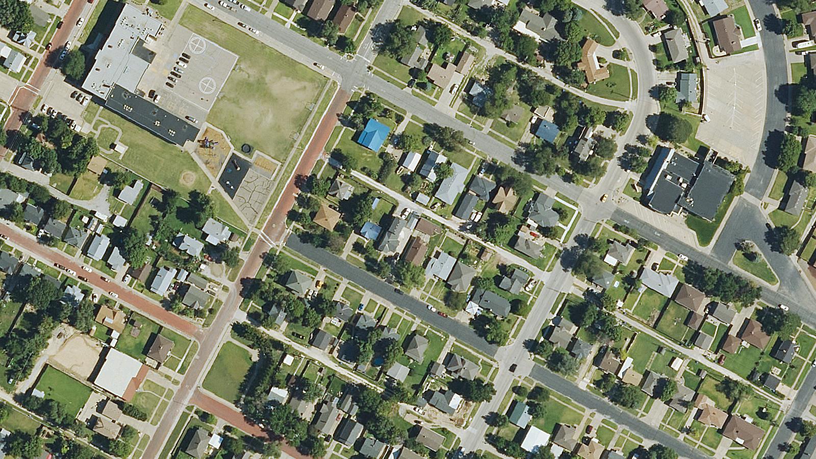 Aerial survey view of Frontier Historical Park (Old Swinging Bridge)