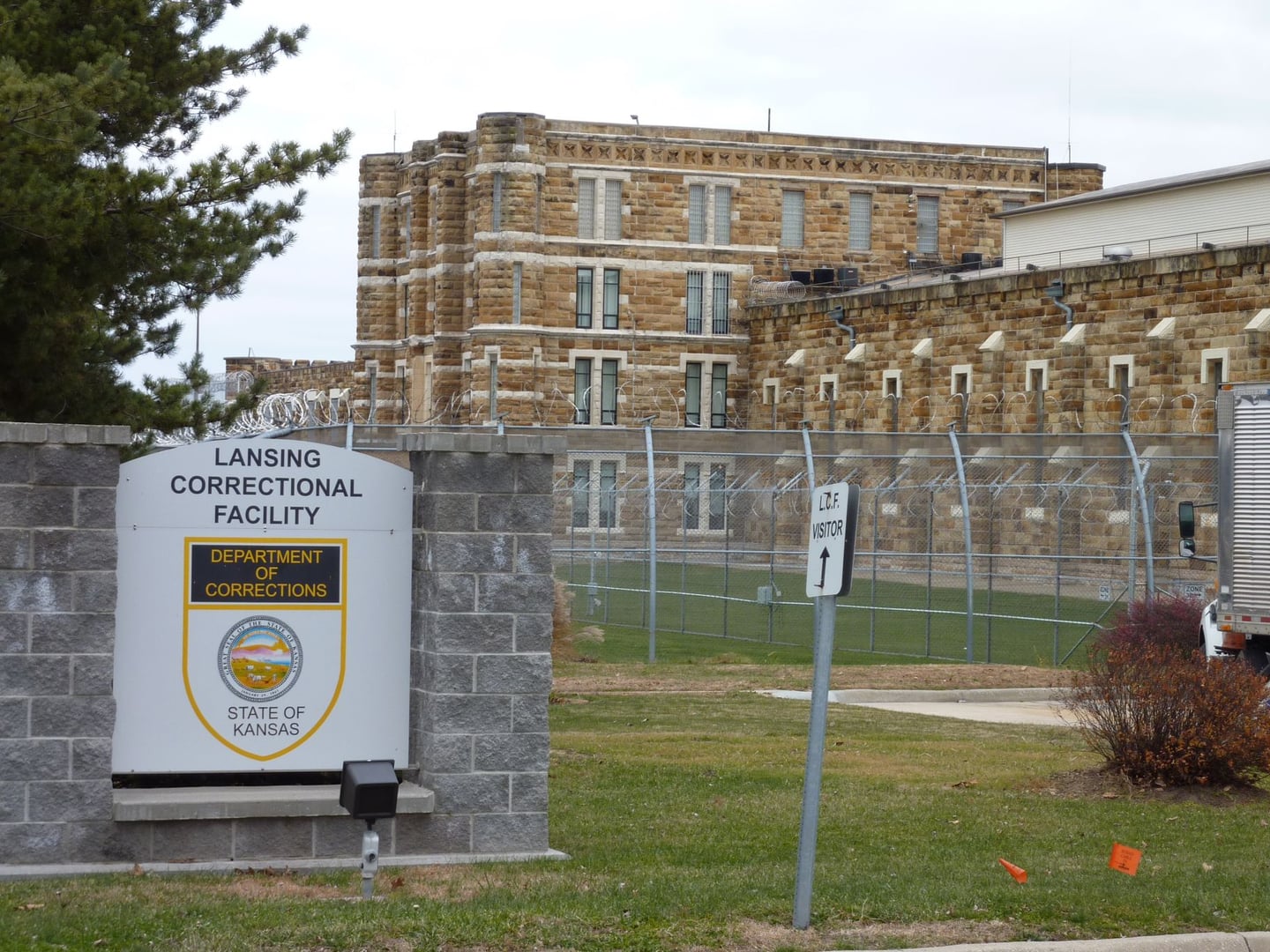 Kansas State Penitentiary historic cell house exterior in Lansing, Kansas