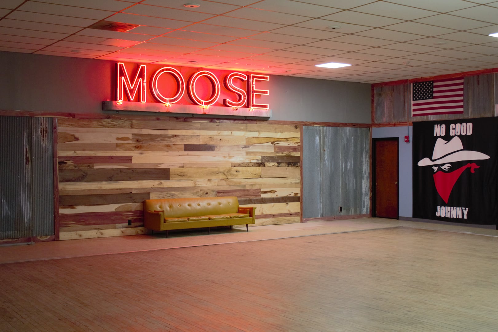 Former Moose Lodge 555 building at 1901 N Kansas Ave in North Topeka, Kansas, now operating as The Woodshed Event Center