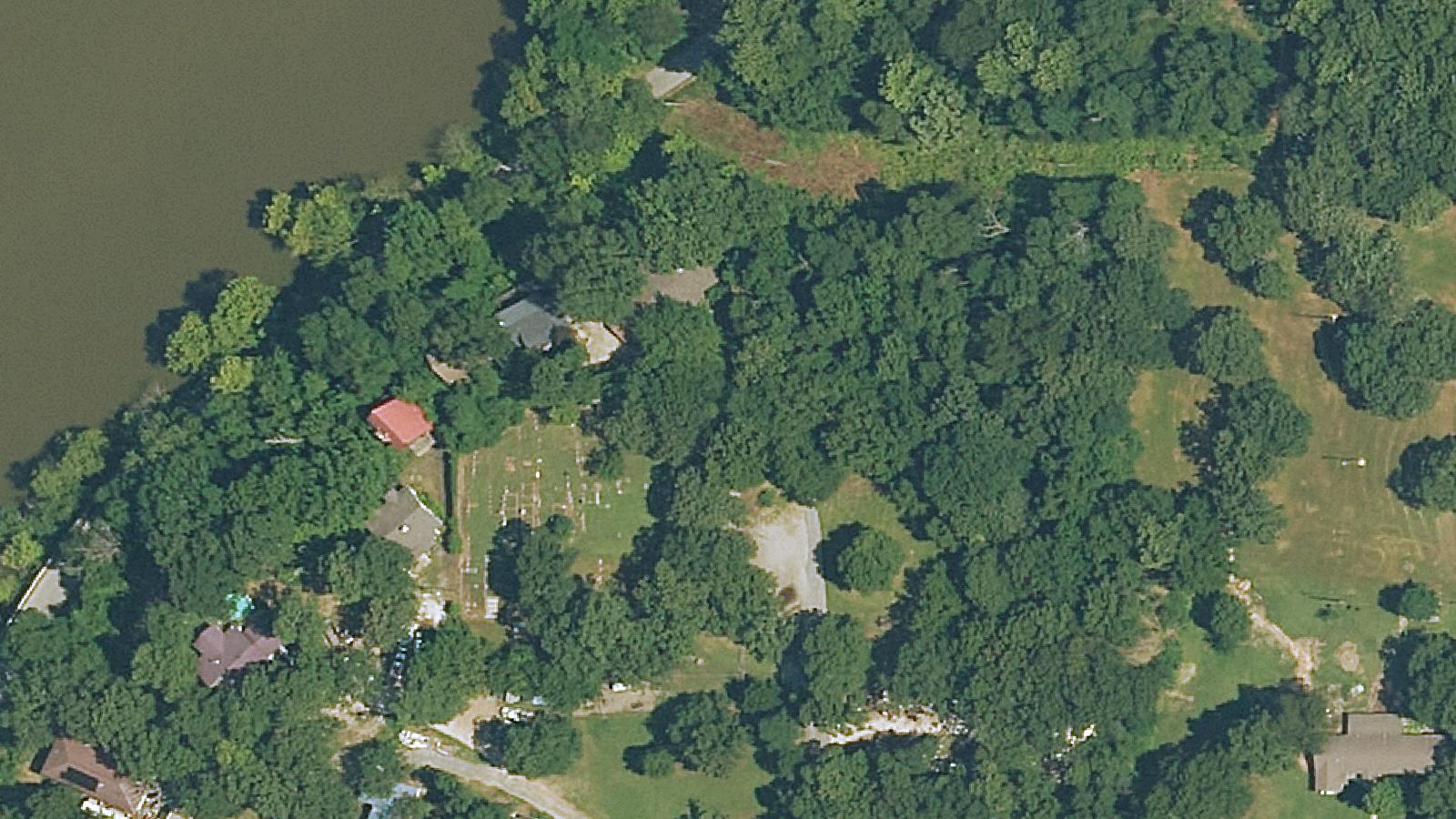 Aerial survey view of Oak Hill Cemetery (Witch's Grave)