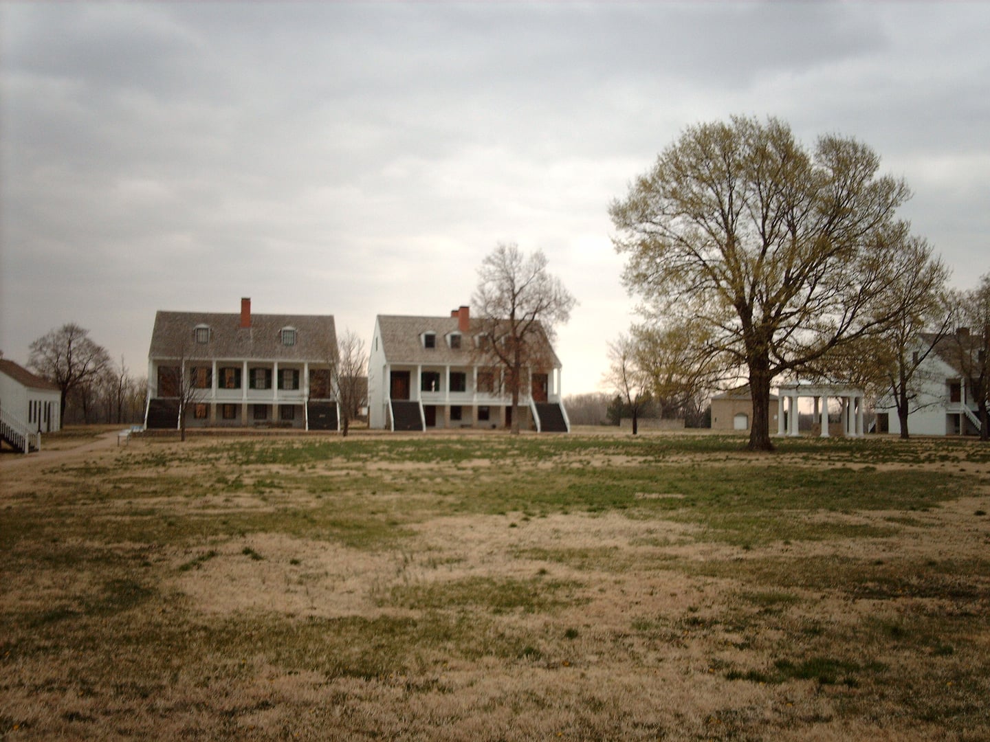 Restored 1840s frontier-army buildings at Fort Scott National Historic Site, Bourbon County, Kansas.