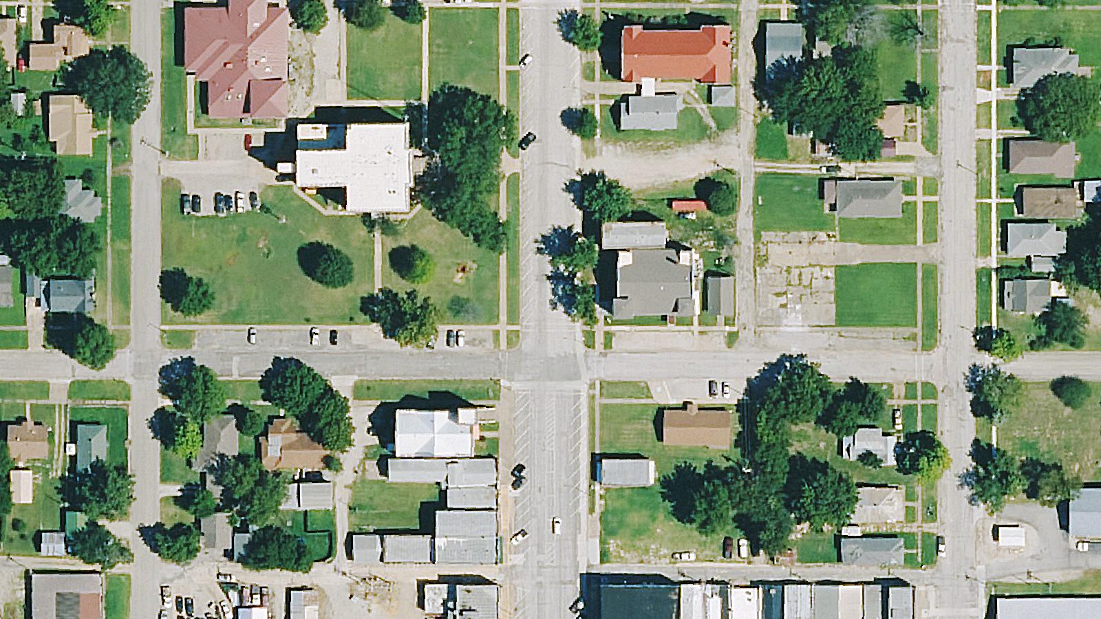 Aerial survey view of Round Mound Cemetery