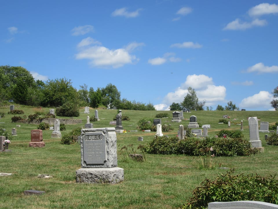 Rows of headstones at Stull Cemetery, Stull, Kansas, 2020.