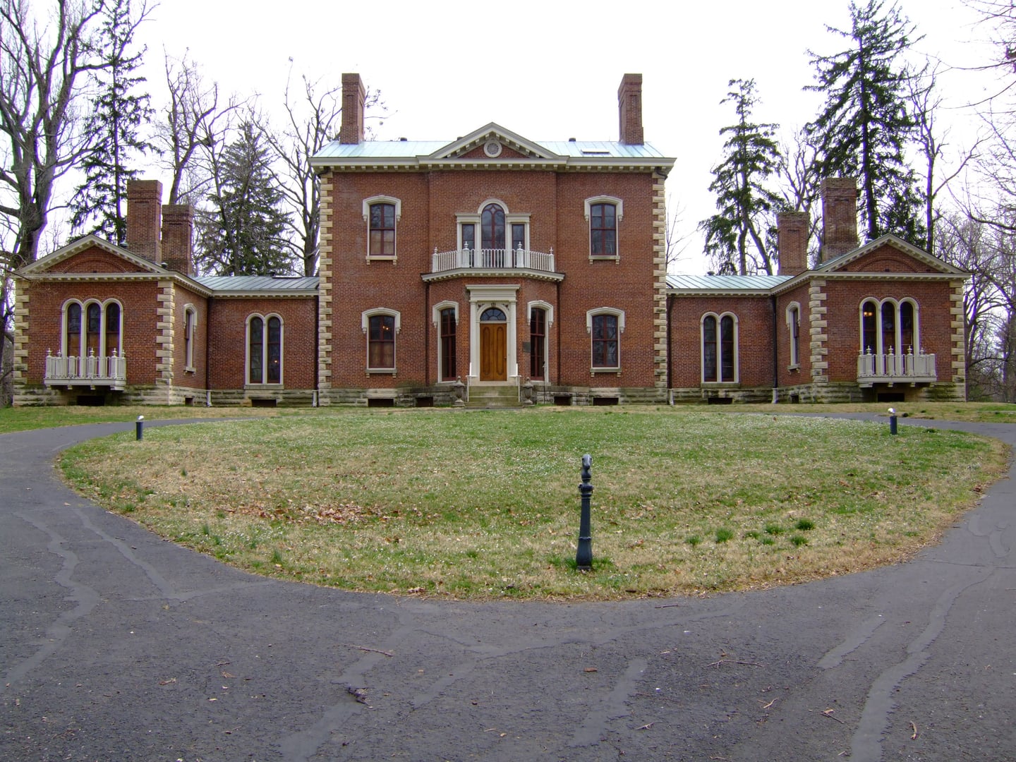 The front facade of Ashland, the country estate of statesman Henry Clay, rebuilt in 1857 in Lexington, Kentucky