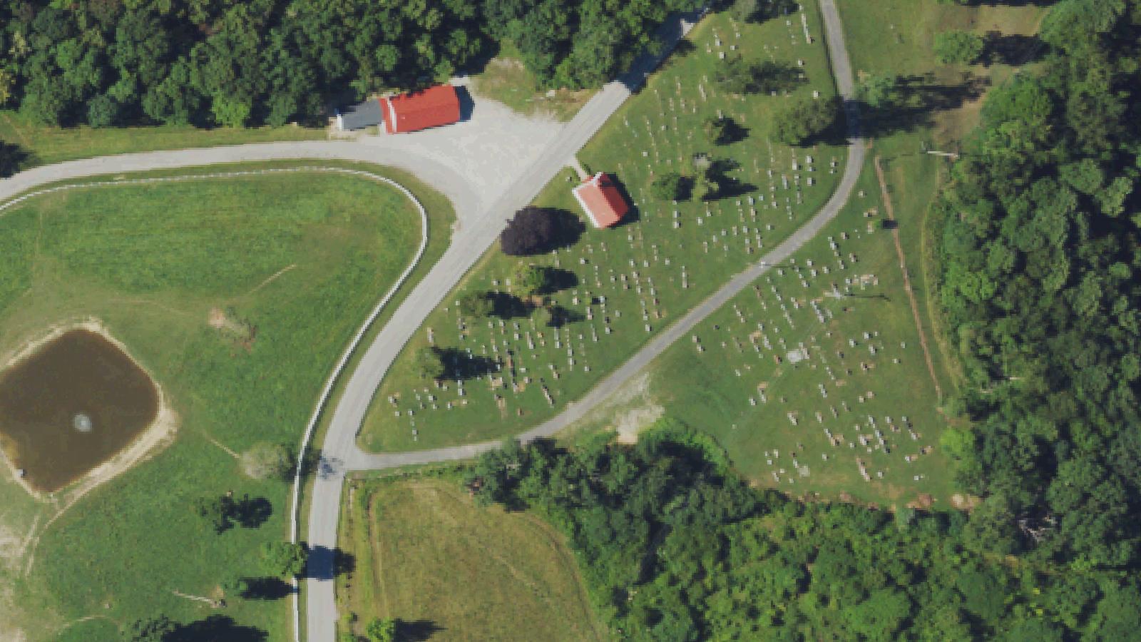 Aerial survey view of Bethel Hill Cemetery