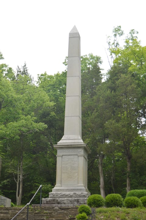 1928 granite obelisk monument at Blue Licks Battlefield State Resort Park Kentucky