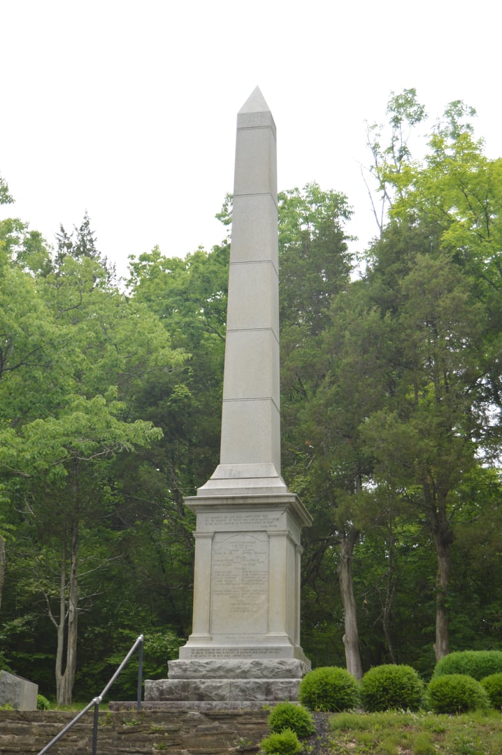 1928 granite obelisk monument at Blue Licks Battlefield State Resort Park Kentucky