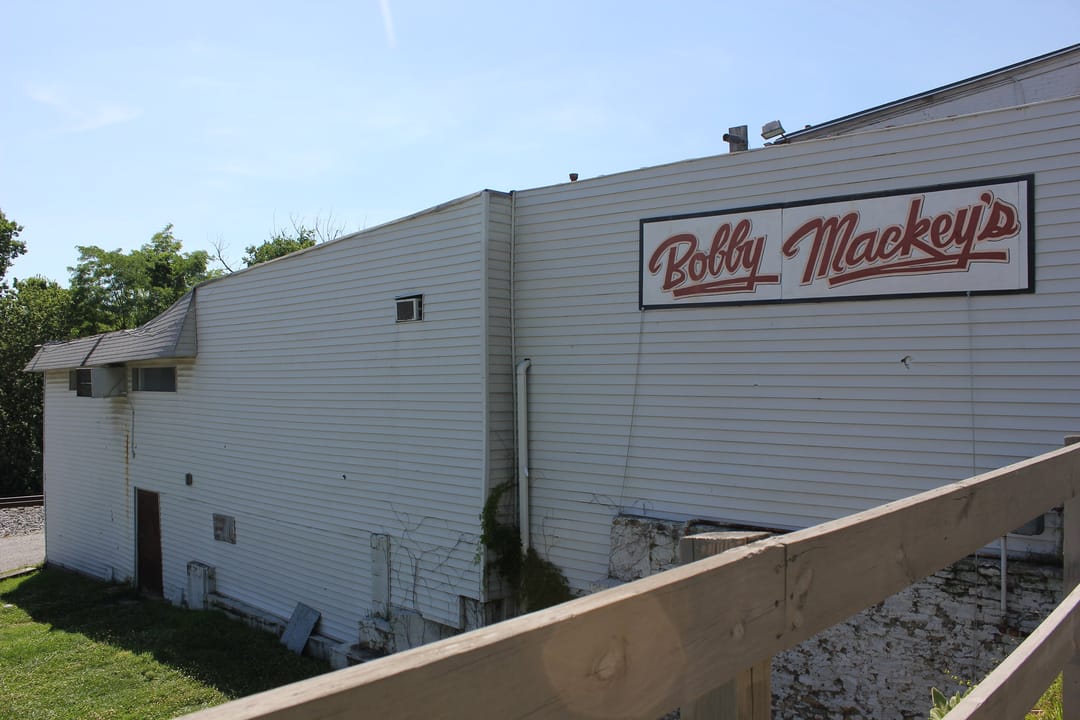 The painted cursive sign on the original Bobby Mackey's building in Wilder, Kentucky (demolished 2024), 2016.