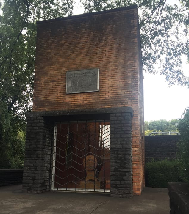 Warehouse V at Buffalo Trace Distillery, a mid-century-modern 1952 structure billed as the smallest bonded bourbon-aging warehouse in the world, Frankfort, Kentucky.