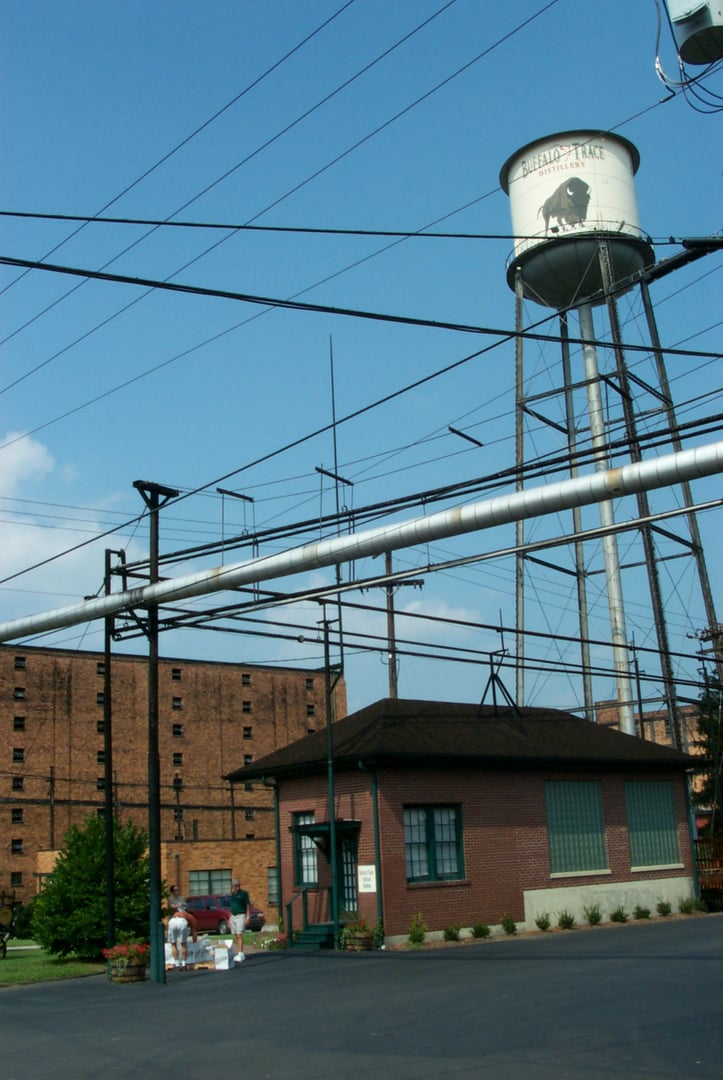 Exterior of Buffalo Trace Distillery buildings in Frankfort, Kentucky