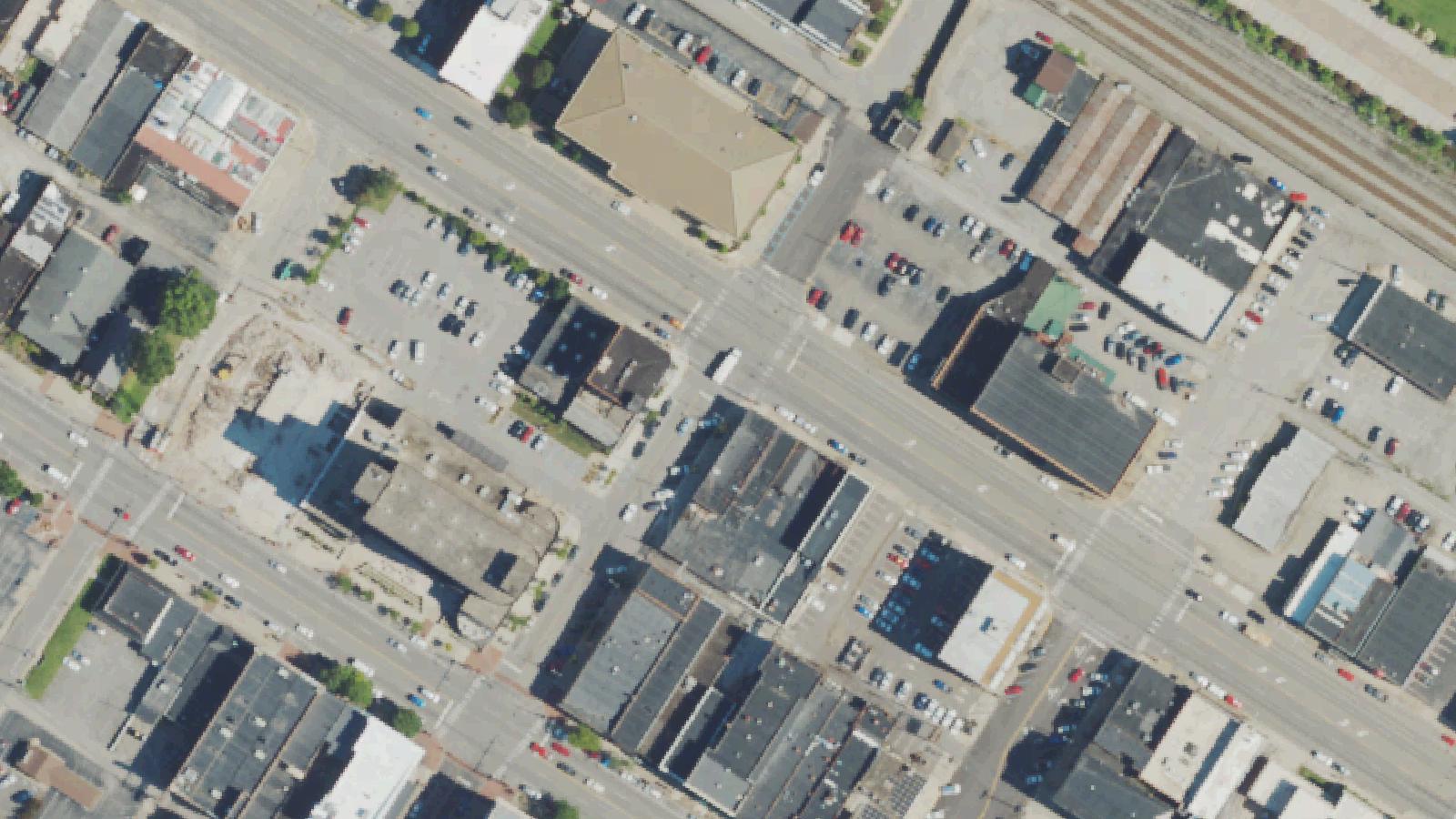 Aerial survey view of Columbia Theater Fire Site