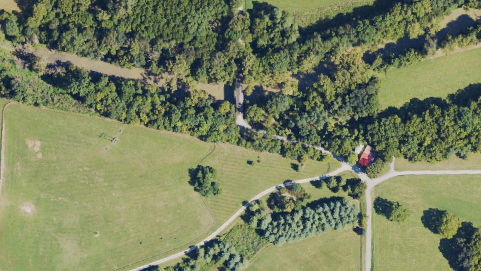 Aerial survey view of Colville Covered Bridge