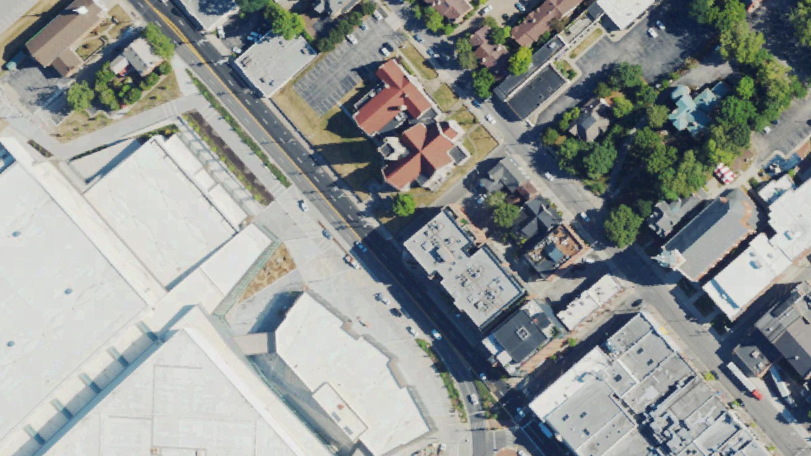 Aerial survey view of Fire Station No. 4 (Vogt Reel House)