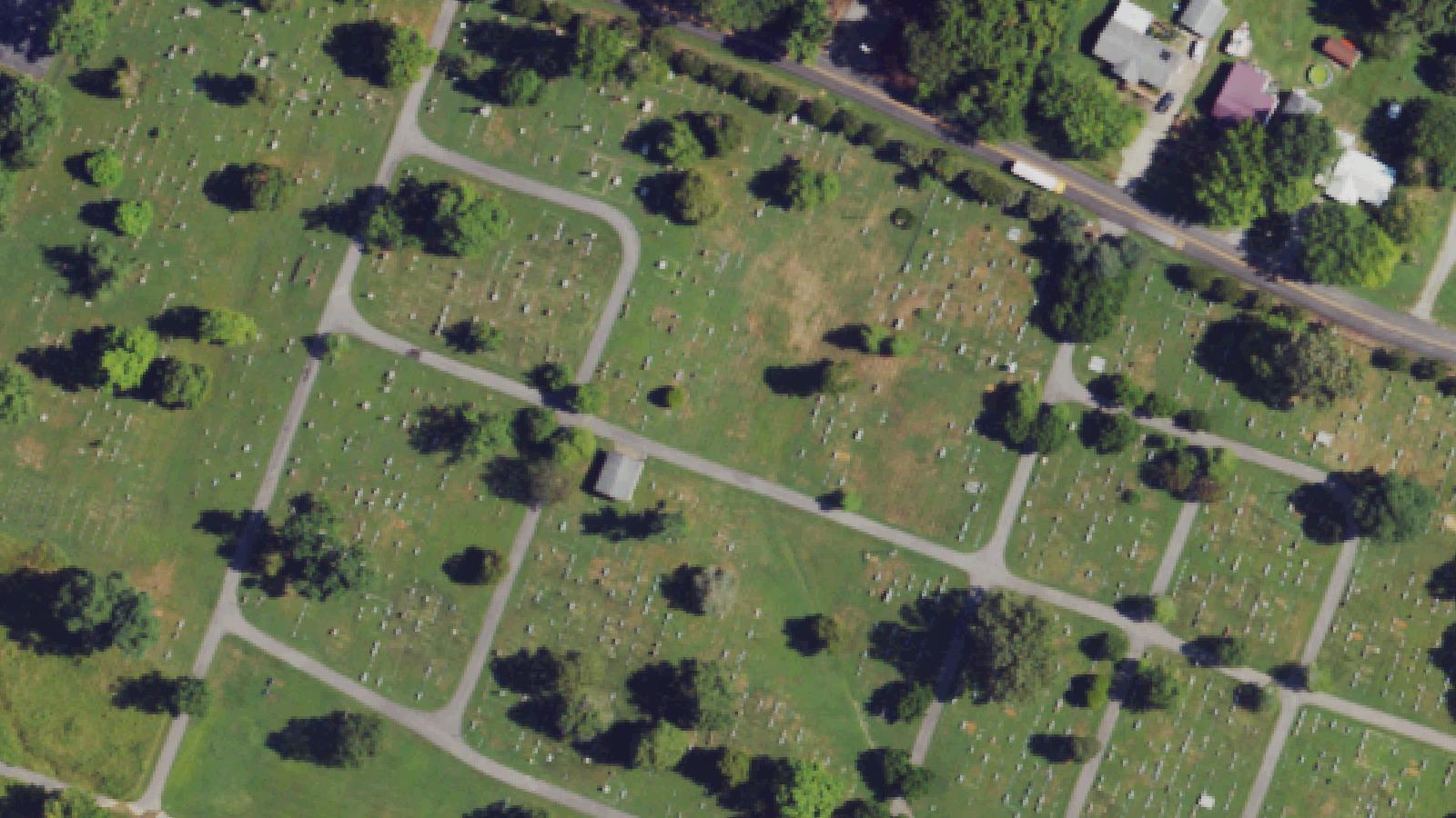 Aerial survey view of Grapevine Cemetery