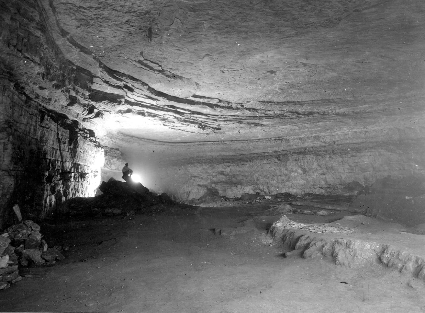 The vast Rotunda Room chamber inside Mammoth Cave National Park in Kentucky, photographed by the USGS