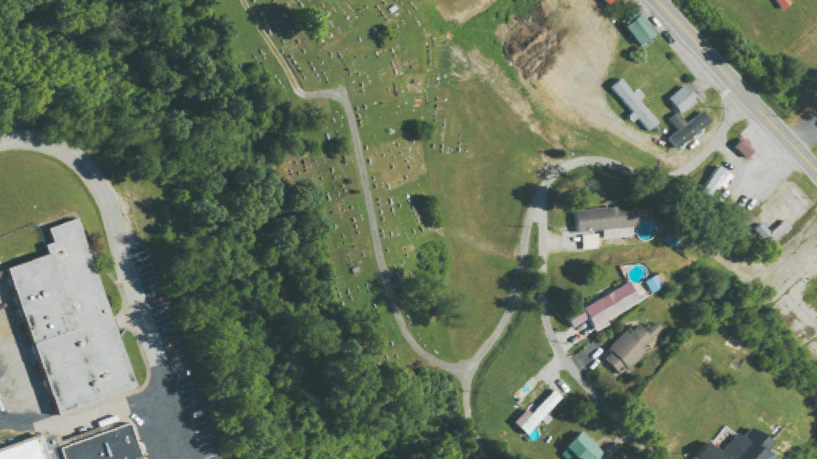 Aerial survey view of Mash Fork Cemetery
