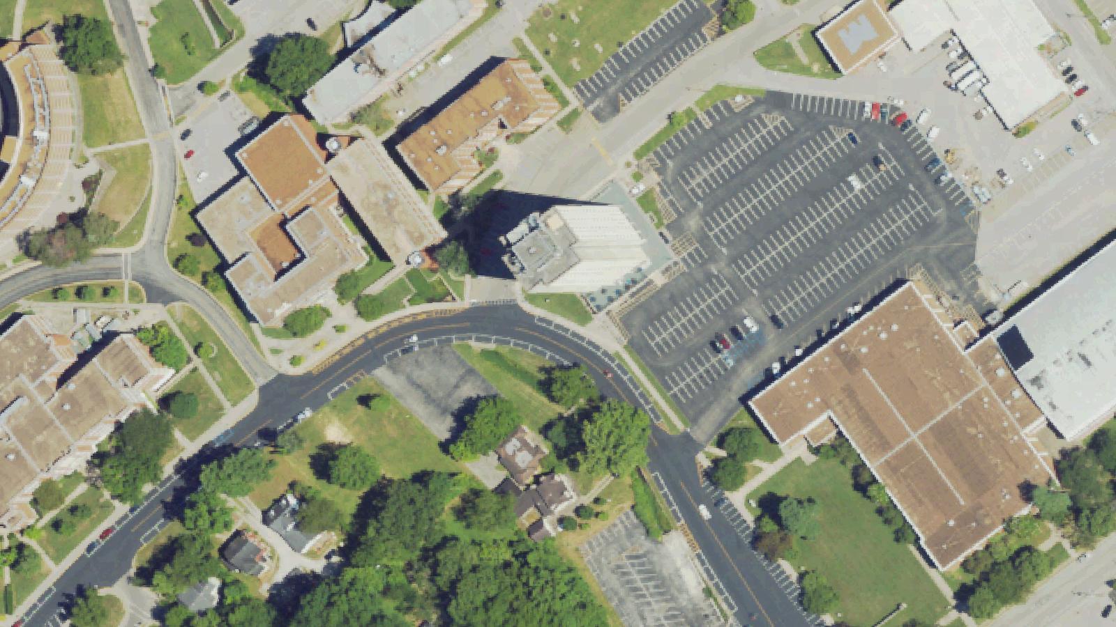 Aerial survey view of Morehead State University — Nunn Hall