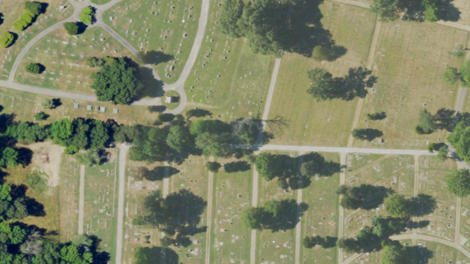 Aerial survey view of Oak Grove Cemetery