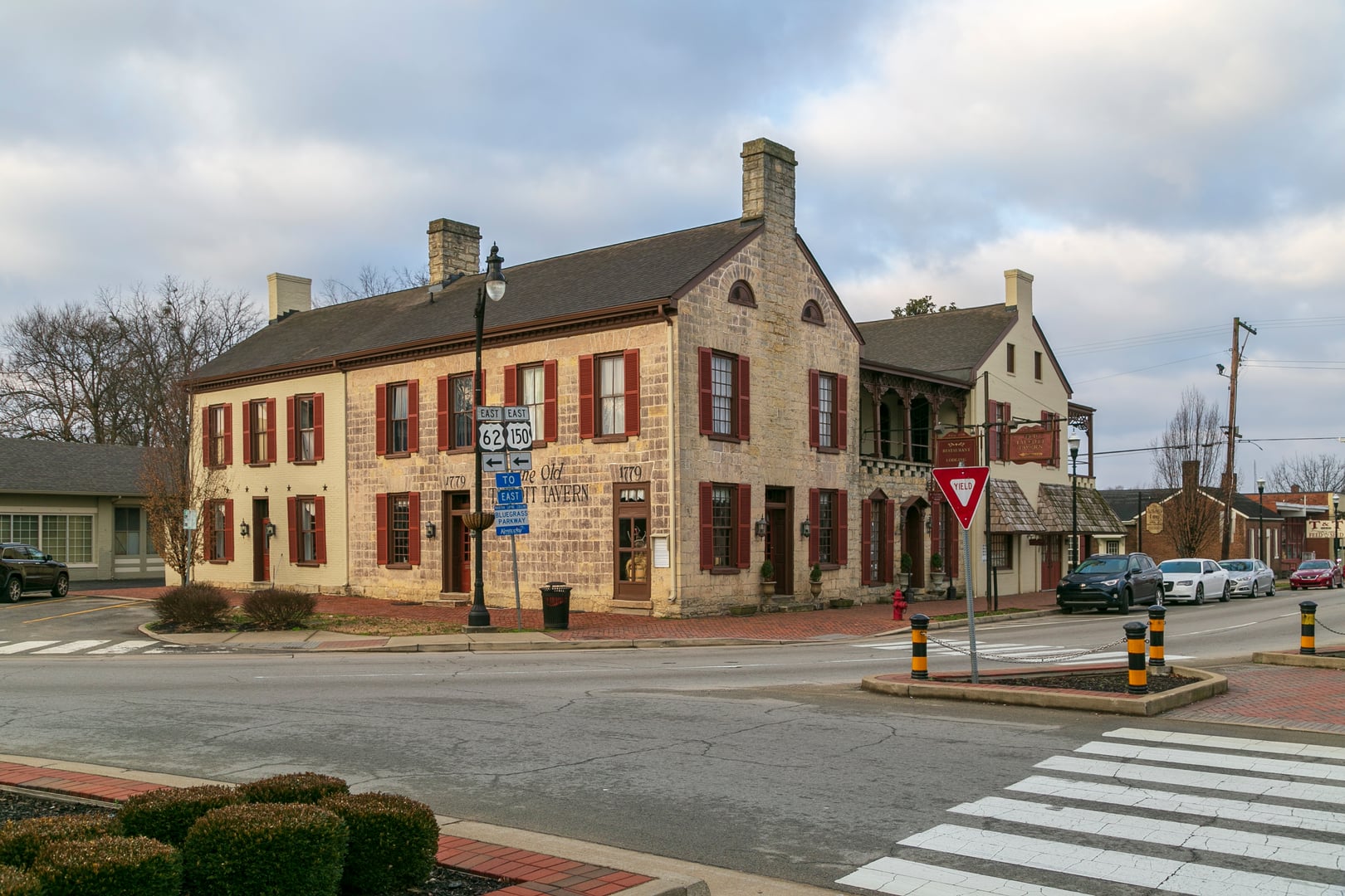 Stone facade of the Old Talbott Tavern in Bardstown, Kentucky, built 1779