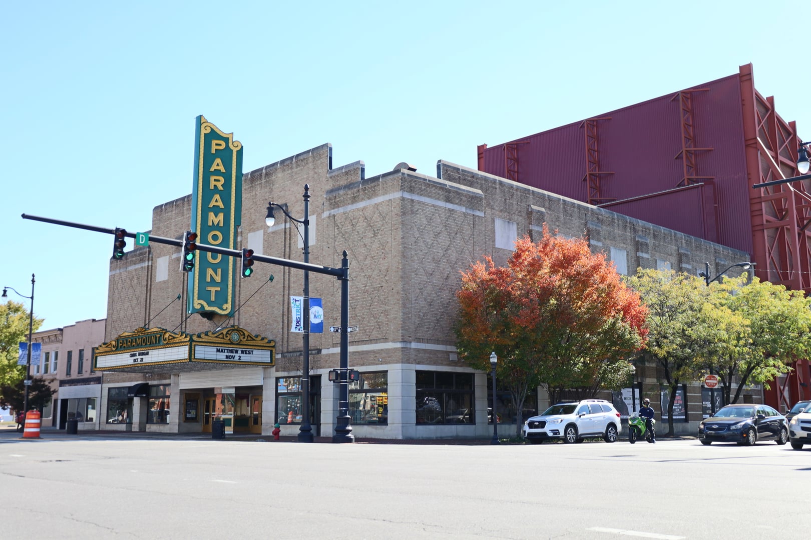 The 1931 Paramount Arts Center theater facade on Winchester Avenue in Ashland, Kentucky