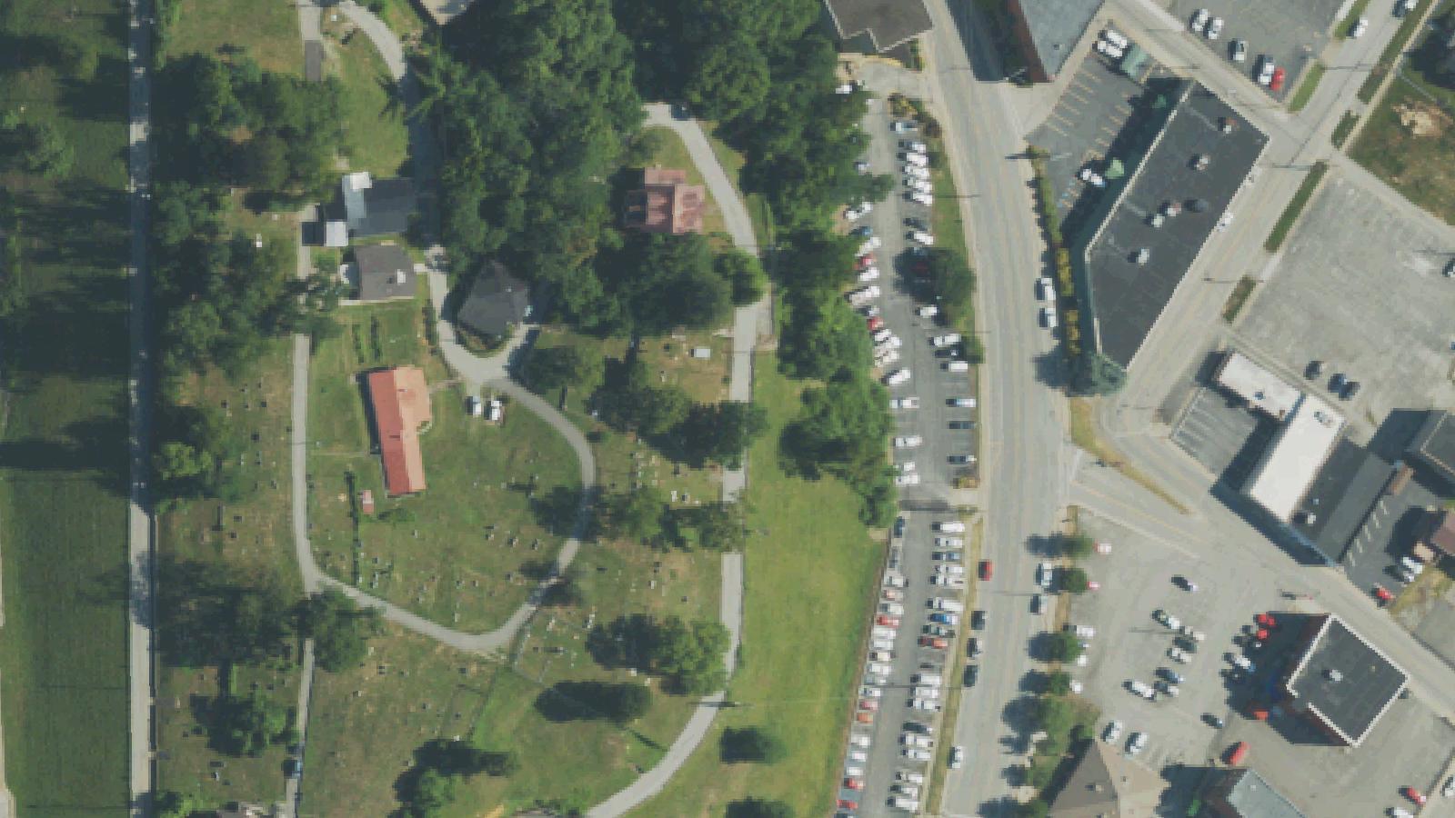 Aerial survey view of Pikeville Cemetery