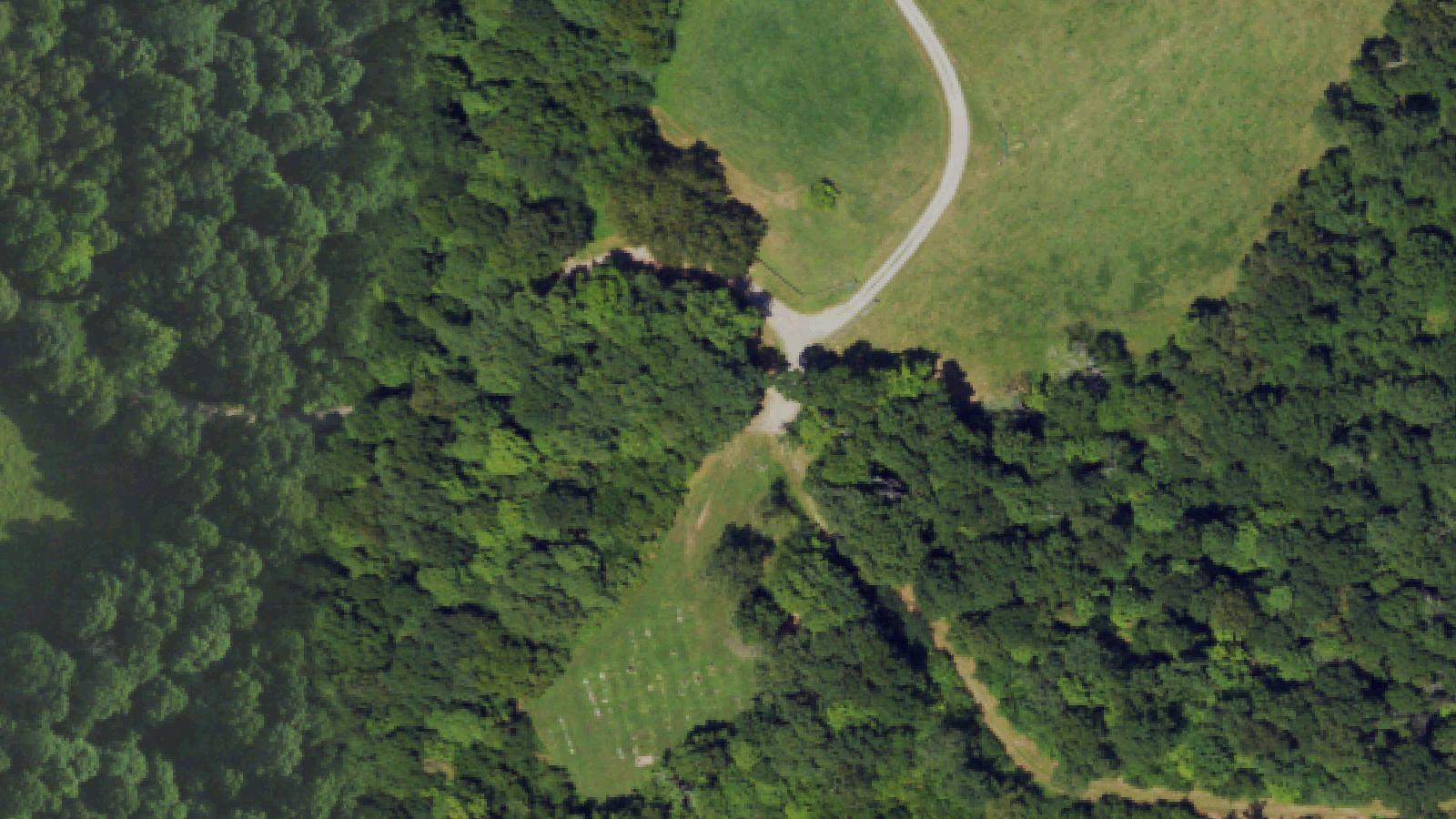 Aerial survey view of Pilot Knob Cemetery (Witch Child Grave)