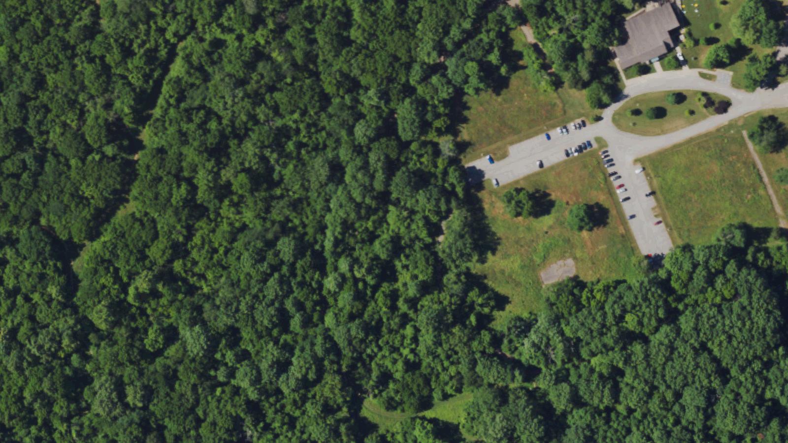 Aerial survey view of Sauerkraut Cave (E.P. Tom Sawyer State Park)