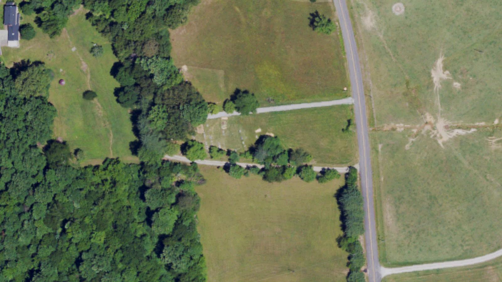Aerial survey view of Warfield Cemetery
