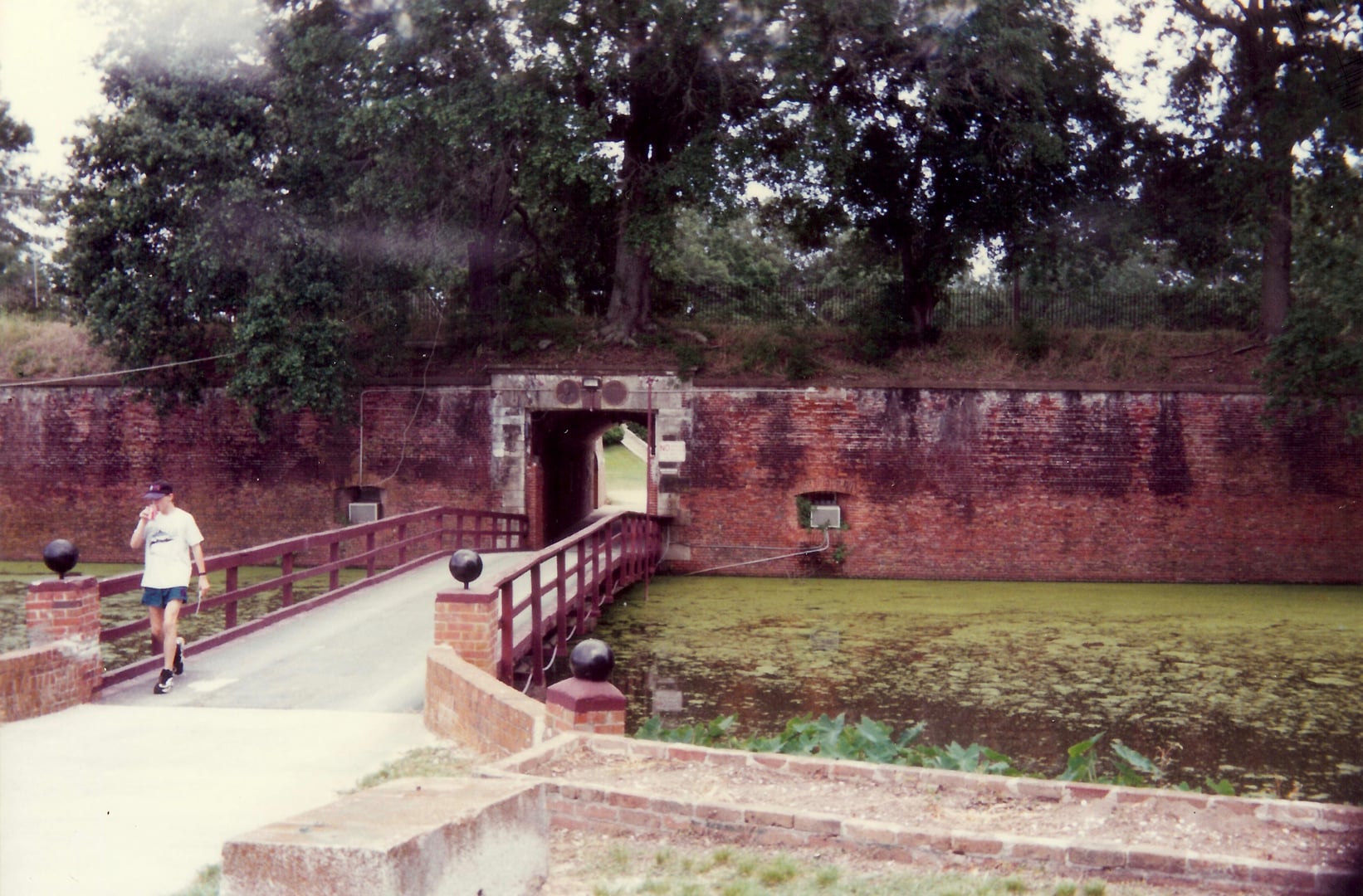 Main entrance and moat of Fort Jackson, the 1832 masonry fortification in Plaquemines Parish, Louisiana.