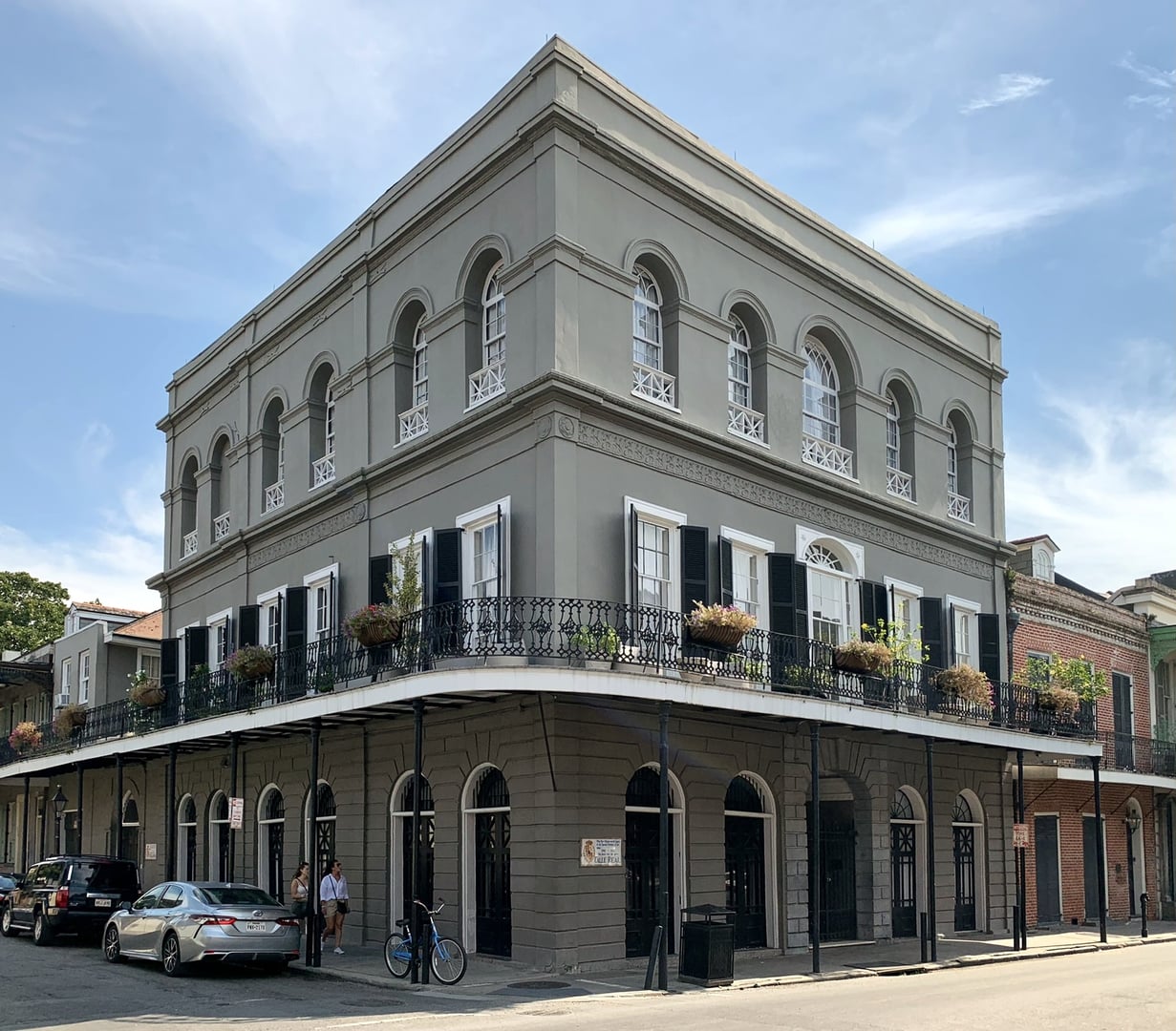 Exterior of the LaLaurie Mansion, an Empire-style townhouse at 1140 Royal Street in the New Orleans French Quarter