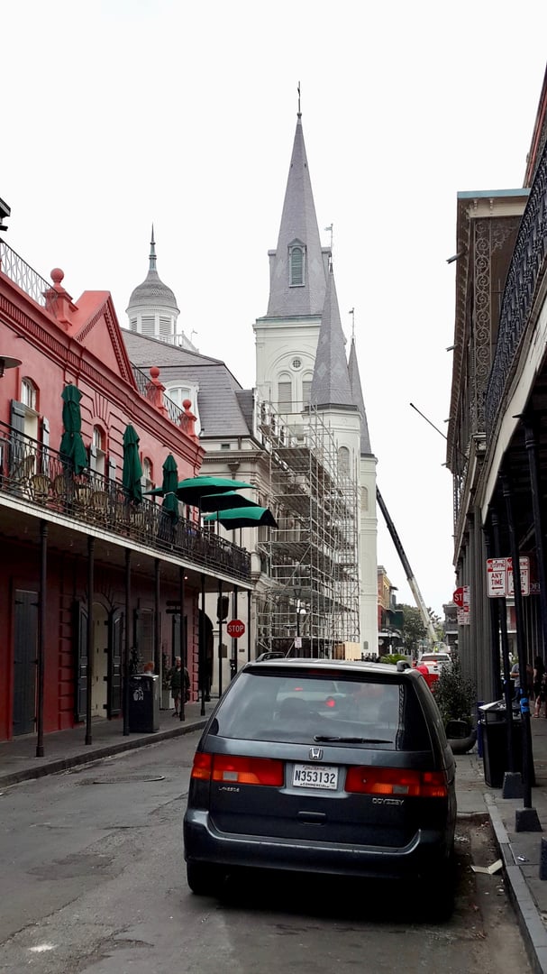 Le Petit Theatre du Vieux Carre exterior in New Orleans French Quarter near Jackson Square